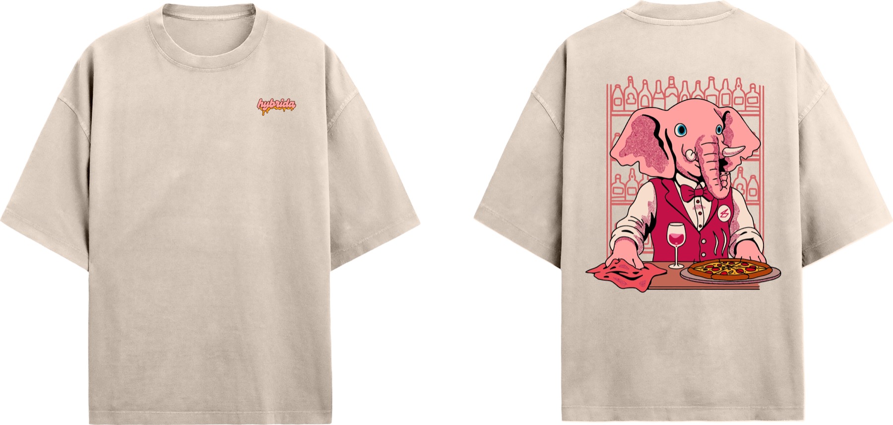 Hybrida x Almacén — pizzeria and wine bar capsule, beige colorway