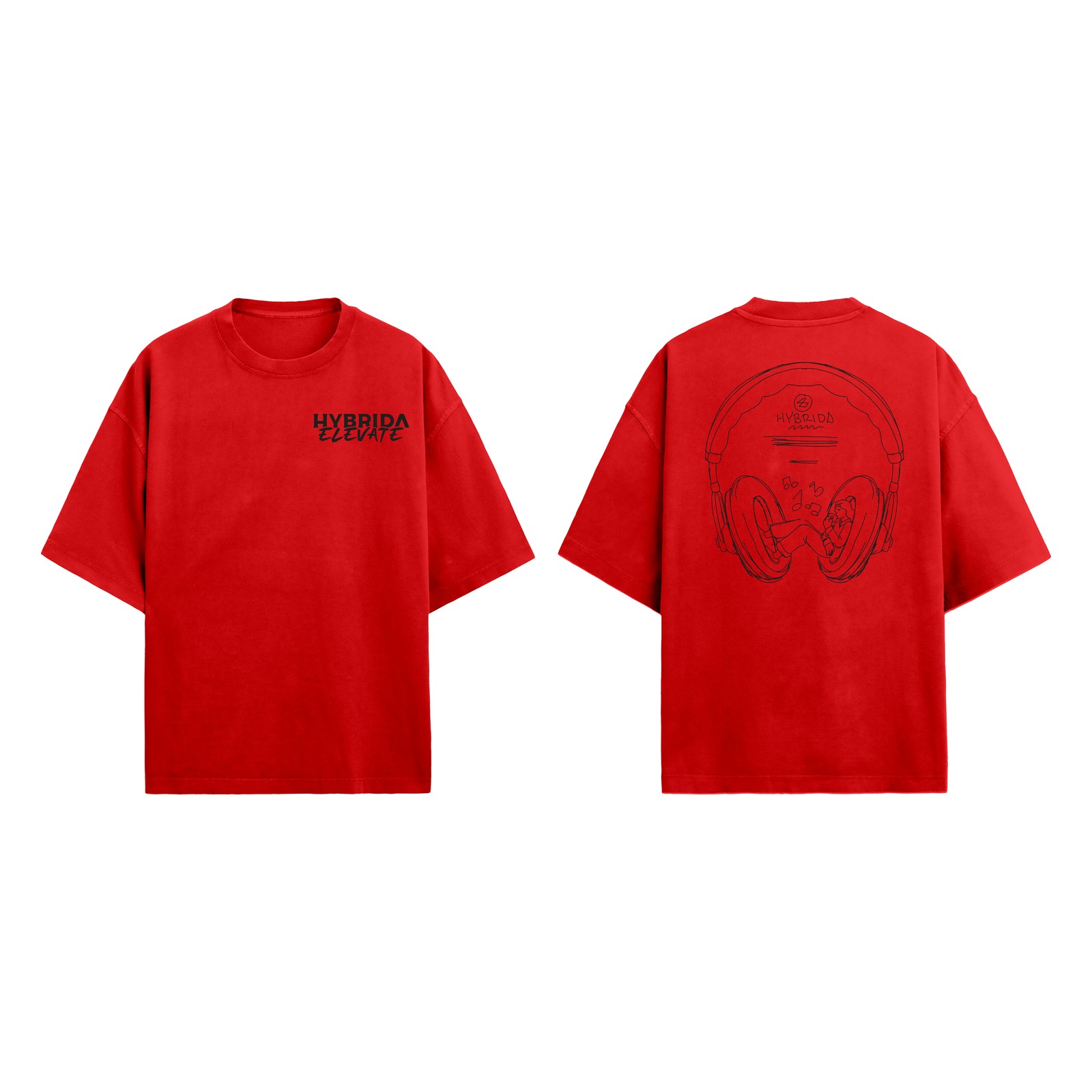 Hybrida x Coffee 15 tee — red colorway full mockup
