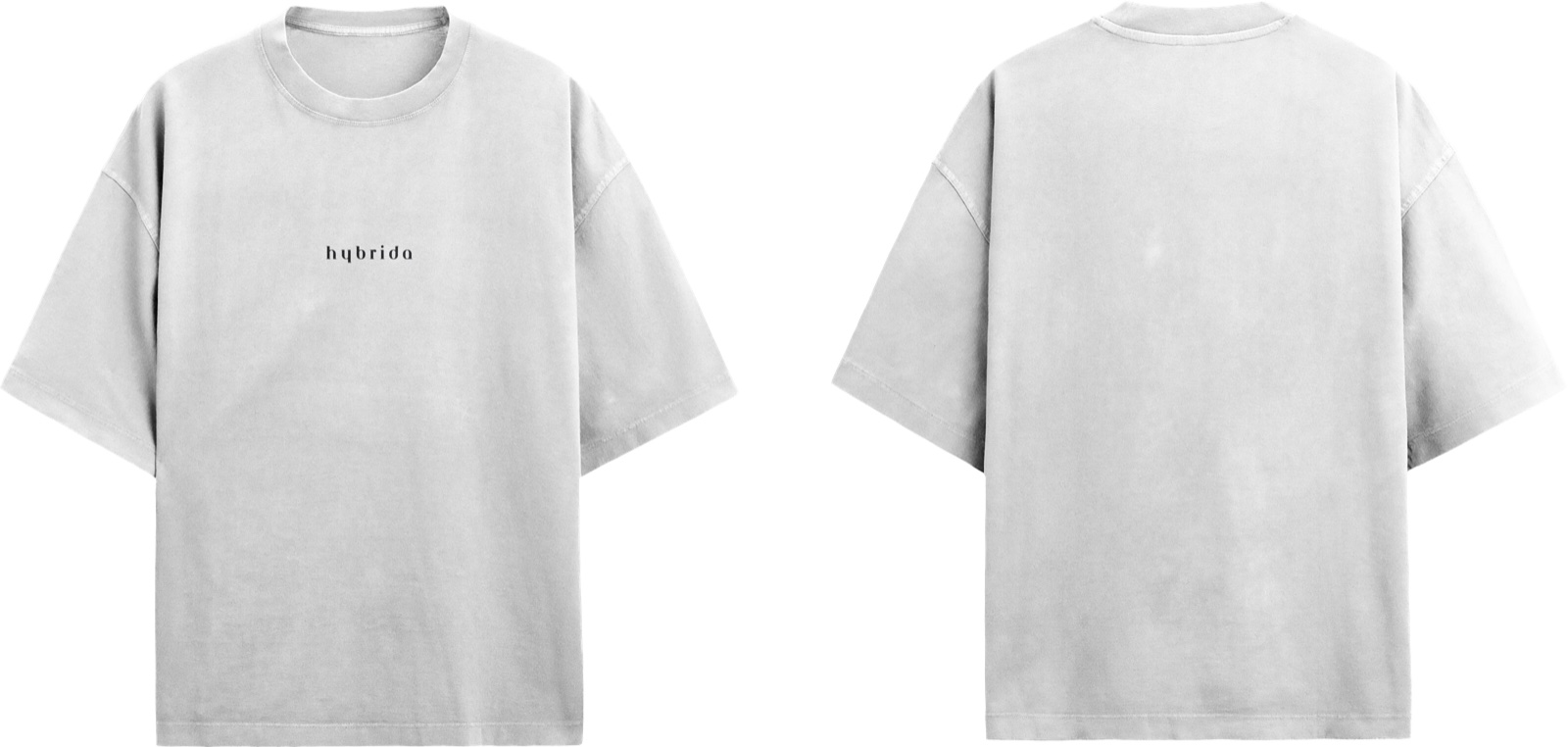 HYBRIDA Foundation Tee 01 — white 280G basic tee front and back