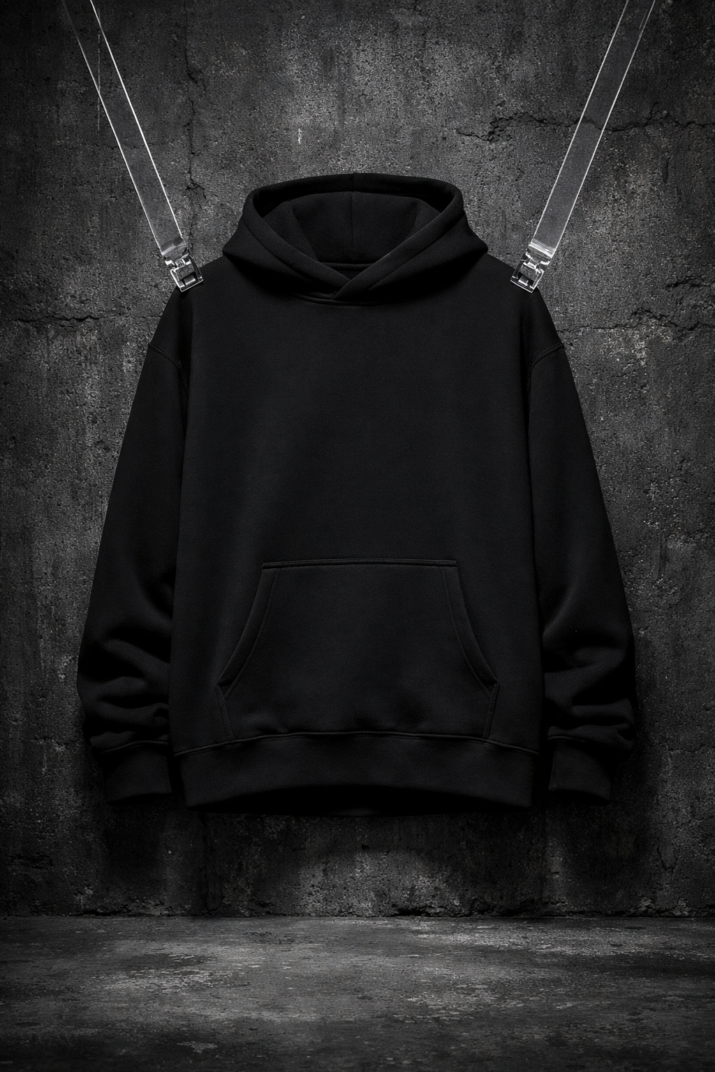 BLACK — 320gsm Structure Hoodie