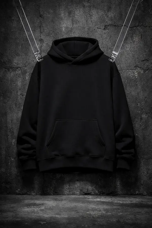 BLACK — 320gsm Structure Hoodie